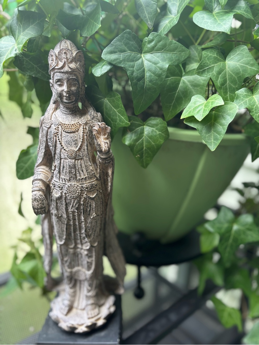 Vintage Guanyin / Kuan Yin Statue on Base • 15” Asian Art Figure • Collectible